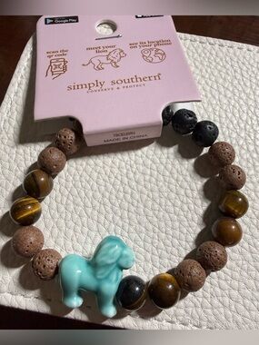 Simply Southern Turquoise Lion Bead Tracking Bracelet with Brown & Black Accents